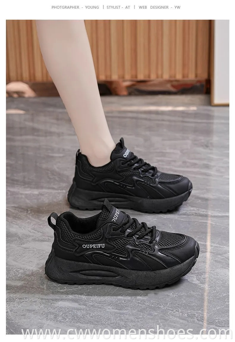 Wholesale Summer Breathable Lace-up Casual Shoes Thick Soled Bottom Sports Sneakers Fashion Chunky Shoes for Women